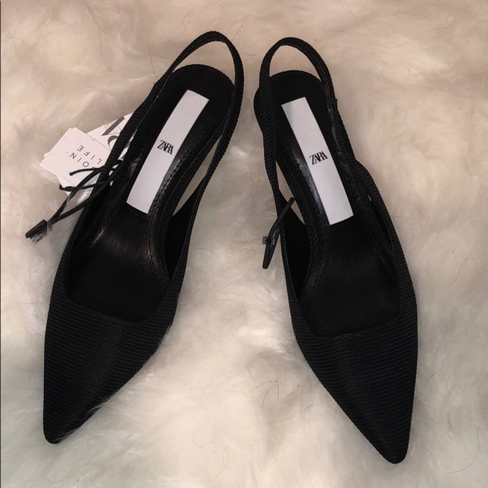 Zara Black sling back heels